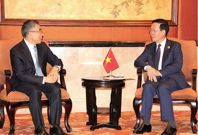 Chủ tịch nước Võ Văn Thưởng tiếp lãnh đạo tập đoàn Huawei. (Ảnh: Baoquocte)