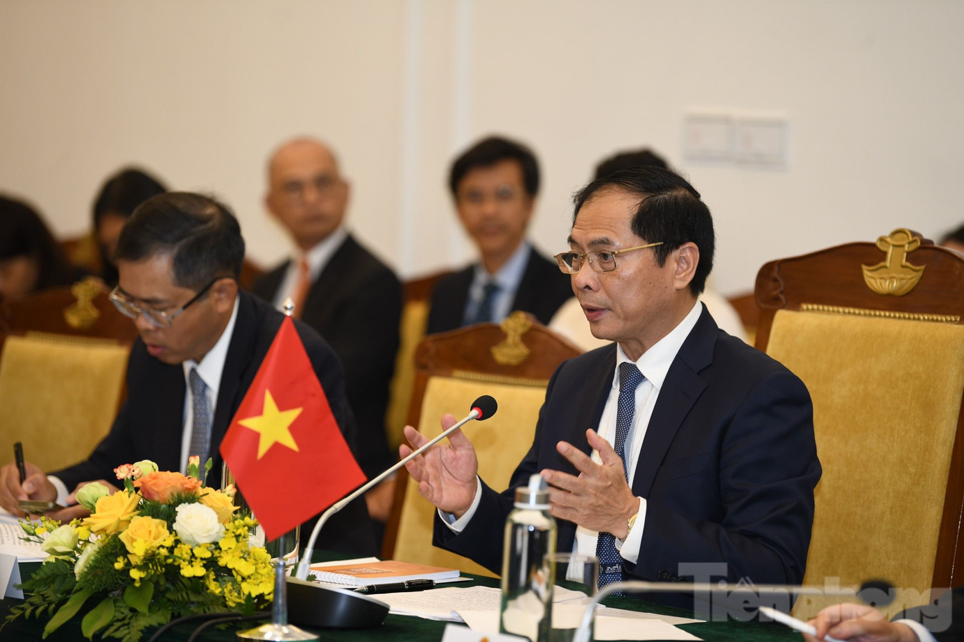 Bộ trưởng Ngoại giao Bùi Thanh Sơn tại cuộc họp. (Ảnh: Như Ý) Bộ trưởng Ngoại giao Bùi Thanh Sơn tại cuộc họp. (Ảnh: Như Ý)