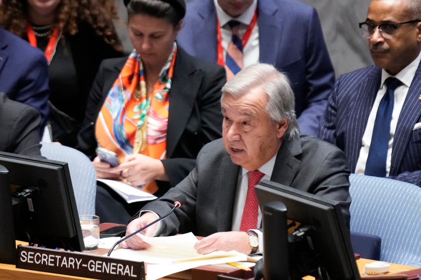 Tổng Thư ký Liên Hợp Quốc Antonio Guterres phát biểu trong phiên họp ngày 24/10. (Ảnh: AP) Tổng Thư ký Liên Hợp Quốc Antonio Guterres phát biểu trong phiên họp ngày 24/10. (Ảnh: AP)