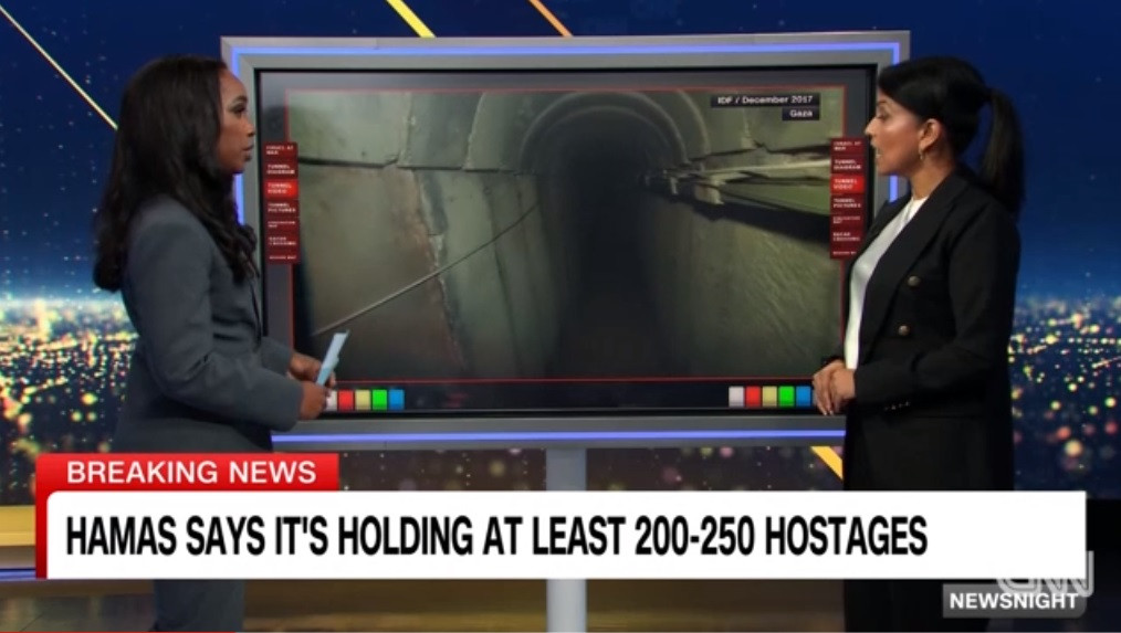 Hình ảnh đường hầm của Hamas trong bản tin của CNN. Hình ảnh đường hầm của Hamas trong bản tin của CNN.