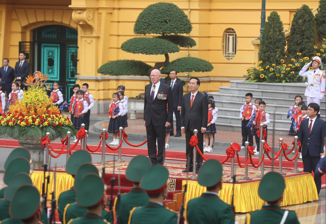 Lễ đón Toàn quyền Australia David Hurley diễn ra theo nghi thức cấp Nhà nước. (Ảnh: Như Ý) Lễ đón Toàn quyền Australia David Hurley diễn ra theo nghi thức cấp Nhà nước. (Ảnh: Như Ý)