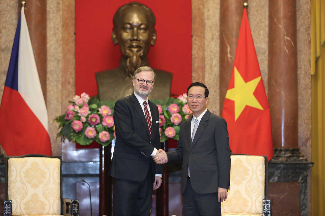 Chủ tịch nước Võ Văn Thưởng tiếp Thủ tướng CH Séc ngày 21/4. (Ảnh: Quang Minh)