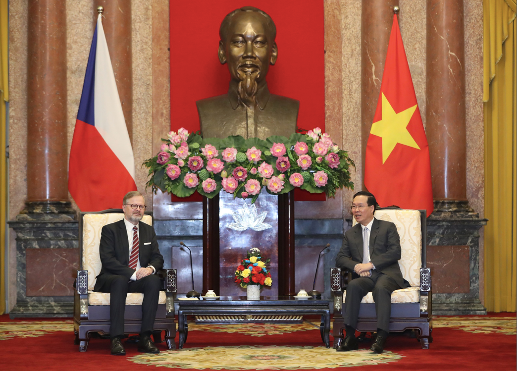 Chủ tịch nước cảm ơn sự ủng hộ, giúp đỡ quý báu mà Chính phủ và nhân dân Séc dành cho Việt Nam. (Ảnh: Quang Minh)