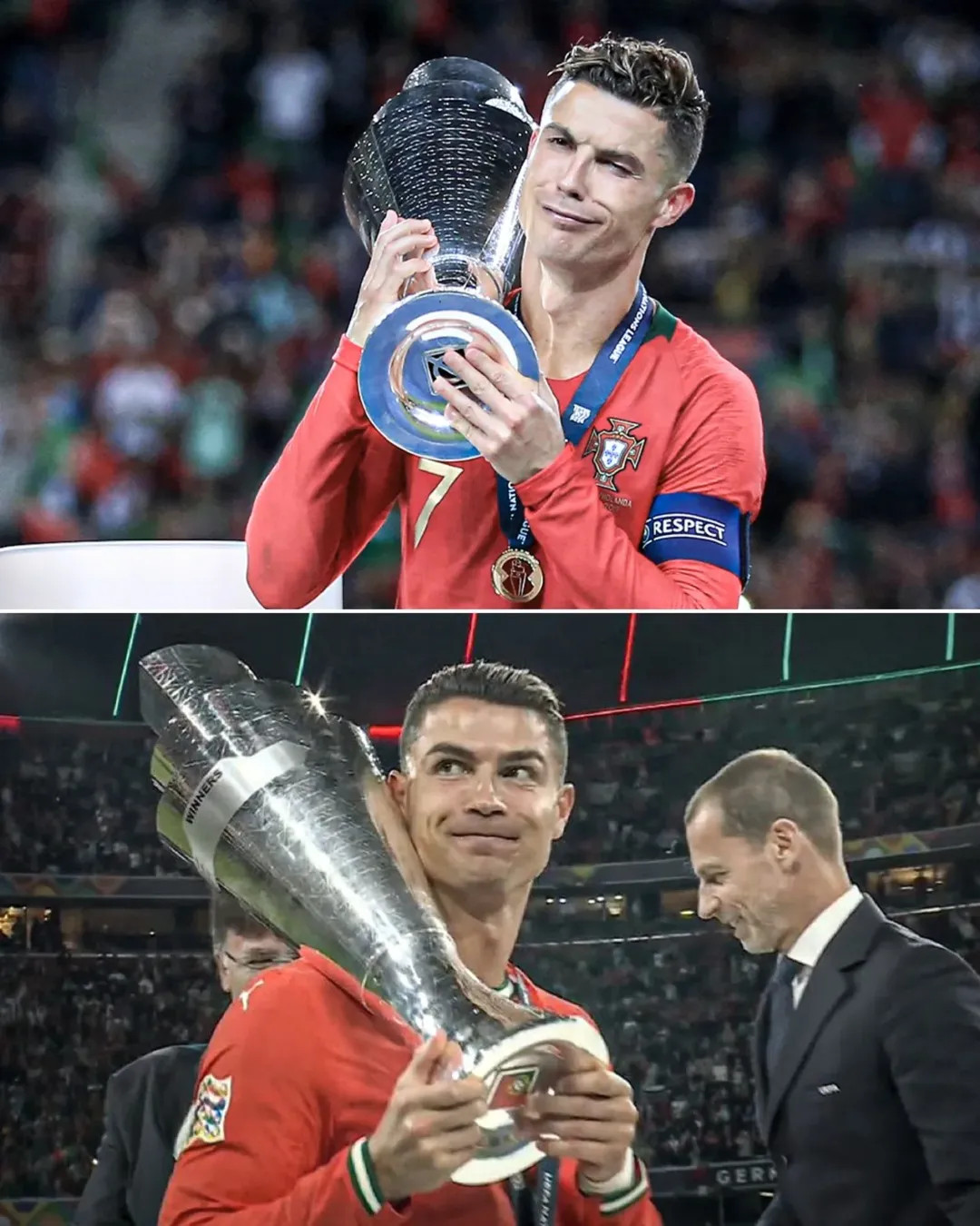 Ronaldo lần thứ hai nâng cao danh hiệu UEFA Nations League cùng ĐT Bồ Đào Nha.