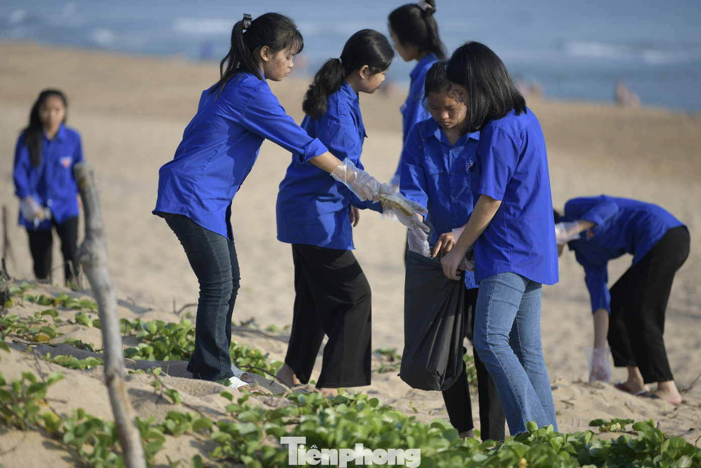 Vào buổi sáng, Tuy Hòa có gió nhẹ nhưng trời cũng khá nắng. Mặc dù vậy, tất cả đều làm việc hăng say. Theo các em, bảo vệ môi trường là nghĩa vụ của mọi người, nhằm mang lại không gian xanh - sạch - đẹp.