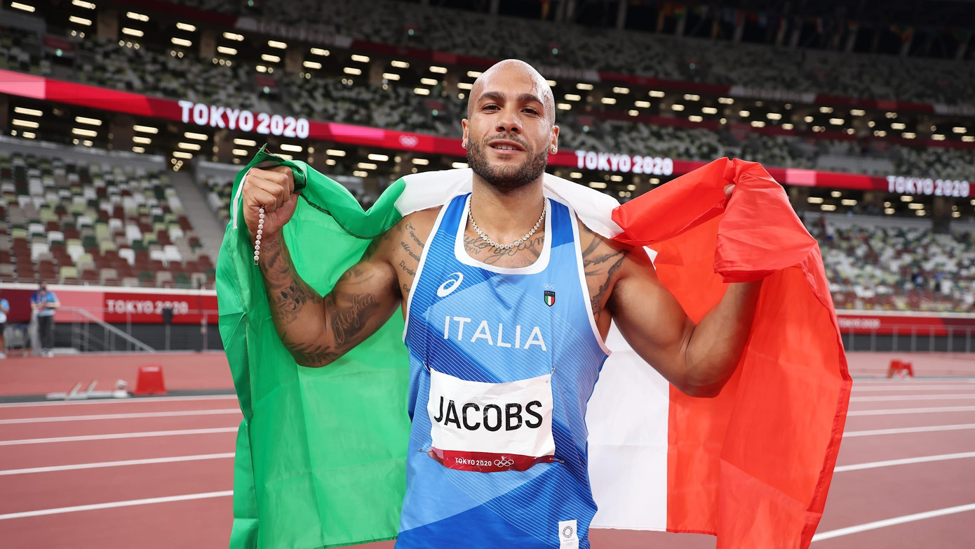 Marcell Jacobs, nhà vô địch điền kinh nội dung 100m ở Olympic Tokyo 2020. Marcell Jacobs, nhà vô địch điền kinh nội dung 100m ở Olympic Tokyo 2020.