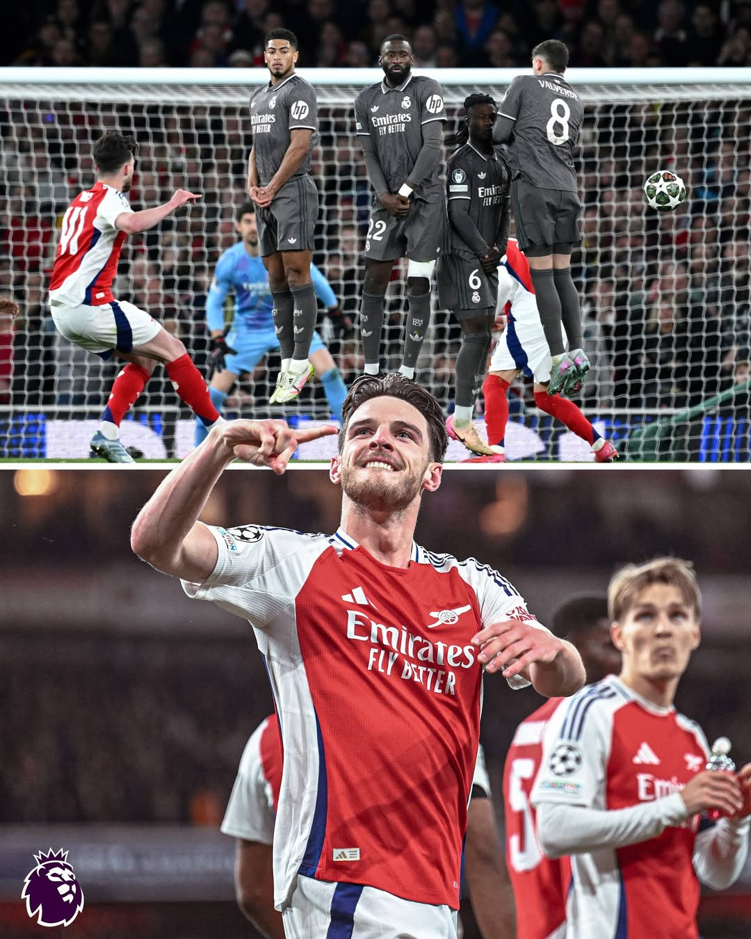 Declan Rice là cầu thủ đầu tiên ghi được hai bàn từ đá phạt trong một trận knock-out Champions League.