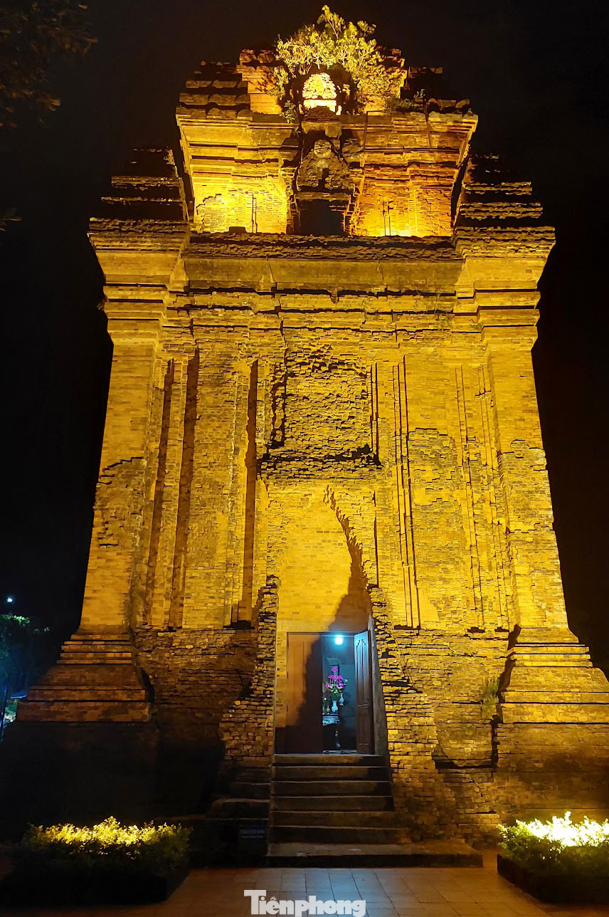 Mặt chính tháp có một lối vào nhỏ, dẫn tới không gian phía trong khoảng hơn 20 mét vuông thờ Bà Thiên Y A Na. Tháp Nhạn là một trong số rất ít tháp Chăm còn hoạt động tín ngưỡng thờ thần Poh Nagar (Thiên Y A Na). Tượng thờ Bà Thiên Y A Na được đặt trên bệ thờ bằng đá sa thạch hiếm có. Đây cũng là một bệ thờ hiếm hoi còn sót lại trong kho tàng di sản điêu khắc Chămpa.