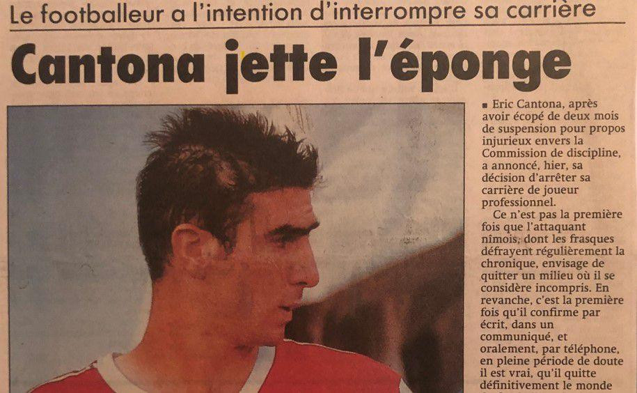 Bài báo Pháp đưa tin về quyết định giải nghệ sớm của Cantona. (Ảnh: Midi Libre) Bài báo Pháp đưa tin về quyết định giải nghệ sớm của Cantona. (Ảnh: Midi Libre)