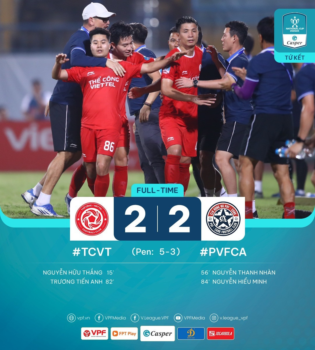 Đánh bại PVF-CAND, Thể Công Viettel vào tứ kết Cúp Quốc gia ảnh 3 Đánh bại PVF-CAND, Thể Công Viettel vào tứ kết Cúp Quốc gia ảnh 3