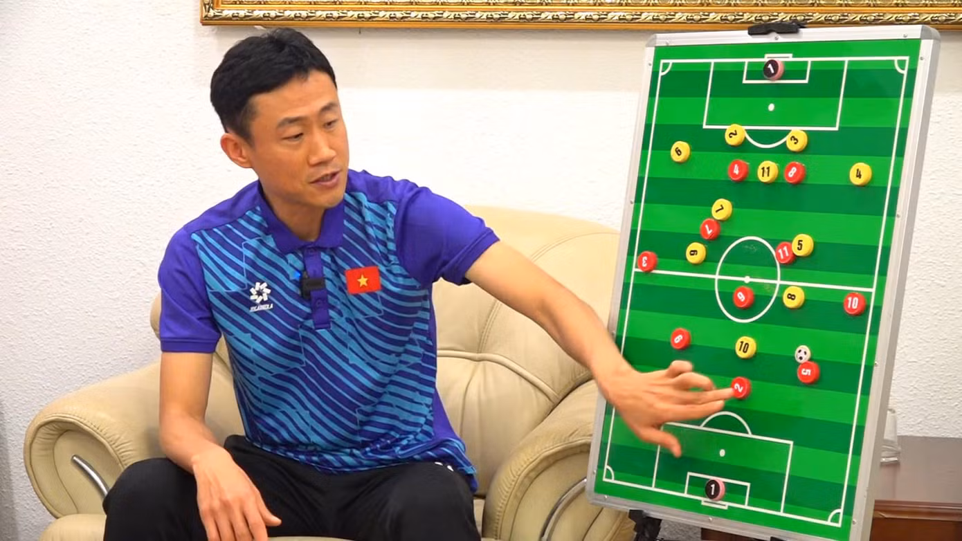 Trợ lý Choi Won-kwon chia sẻ về chiến thuật của ĐT Việt Nam. (Ảnh: Tedtran TV)