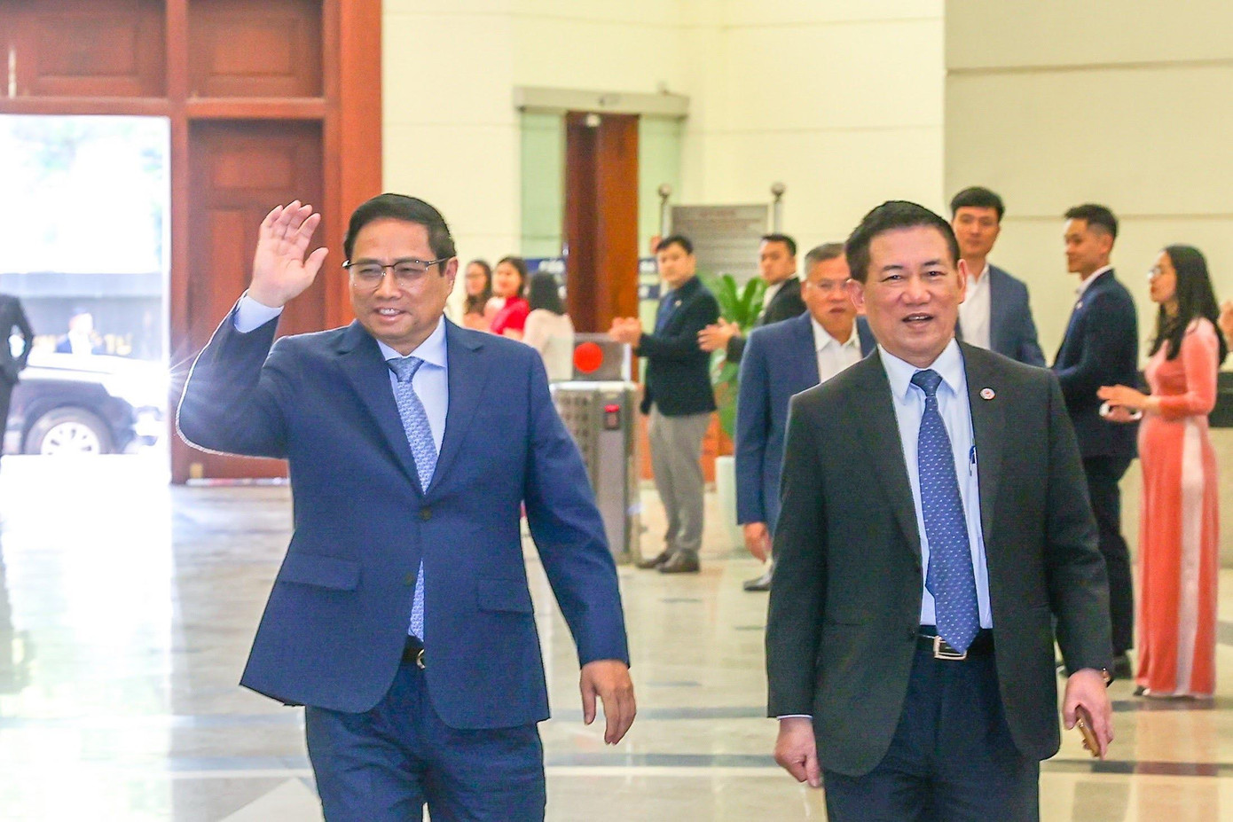 Thủ tướng Phạm Minh Chính đến dự và chỉ đạo Hội nghị tổng kết công tác tài chính ngân sách nhà nước năm 2022, triển khai nhiệm vụ năm 2023 của Bộ Tài chính (Ảnh: Như Ý).