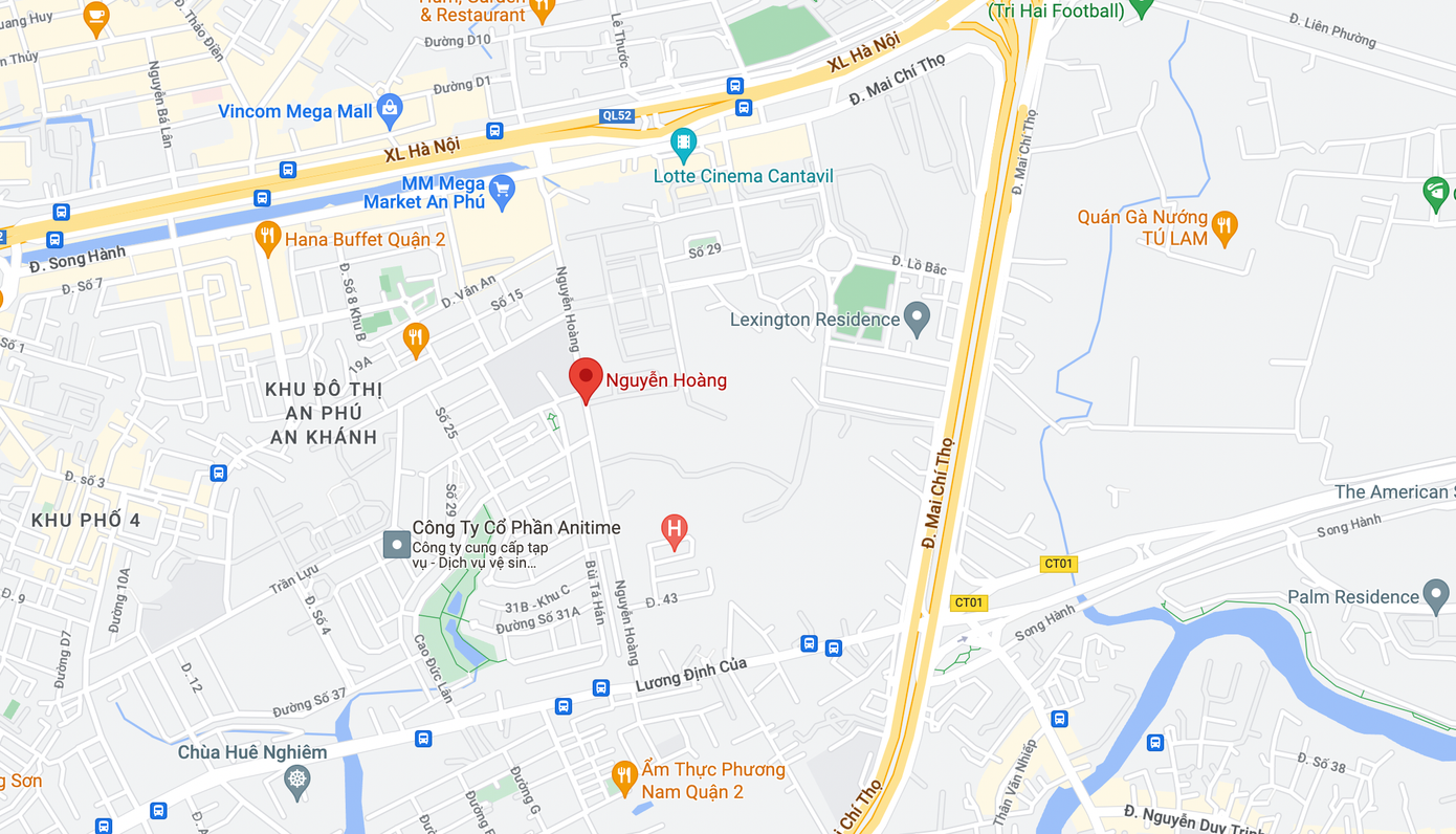 đường Nguyễn Hoàng ảnh 1 Đường Nguyễn Hoàng nằm trong khu đô thị An Phú - An Khánh. Ảnh: Google Maps.
