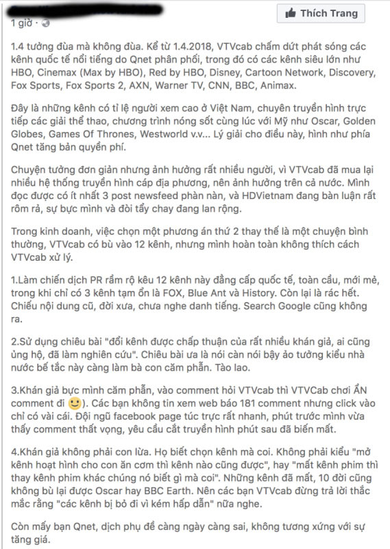 Làn sóng phản đối mạnh mẽ của khách hàng khi VTVCab tự ý đổi kênh ảnh 1