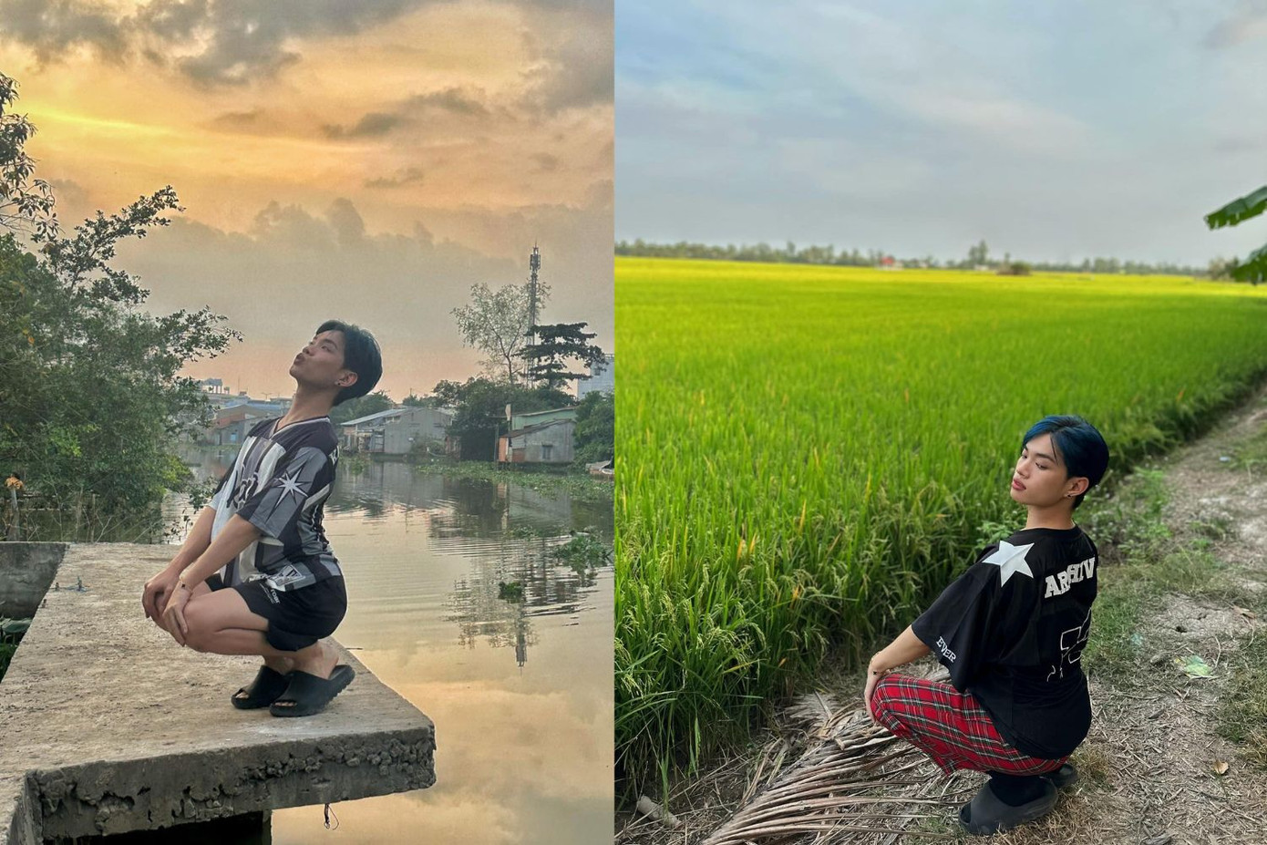 Pháp Kiều "thả dáng" cực slay, check-in từ khu vực ven sông đến bờ ruộng. Pháp Kiều "thả dáng" cực slay, check-in từ khu vực ven sông đến bờ ruộng.