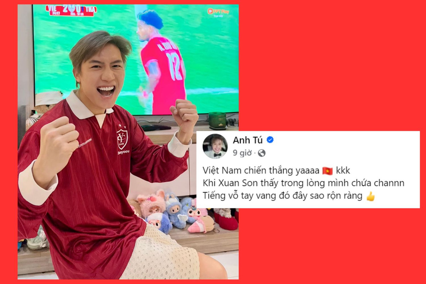 Anh Tú Voi trở thành "fan cuồng" của chân sút tài năng Xuân Son. Anh Tú Voi trở thành "fan cuồng" của chân sút tài năng Xuân Son.