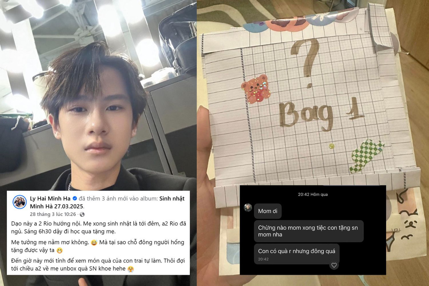 Món quà sinh nhật bất ngờ mà cậu bé dành tặng mẹ Minh Hà.