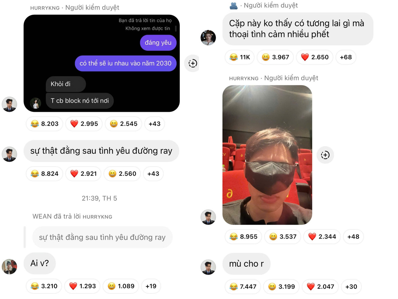 Cảm nhận của HURRYKNG trước những màn "thả thính" của đôi trẻ. Cảm nhận của HURRYKNG trước những màn "thả thính" của đôi trẻ.