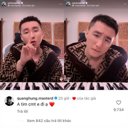 Quang Hùng mong chờ được Sơn Tùng thả tim bình luận. Quang Hùng mong chờ được Sơn Tùng thả tim bình luận.