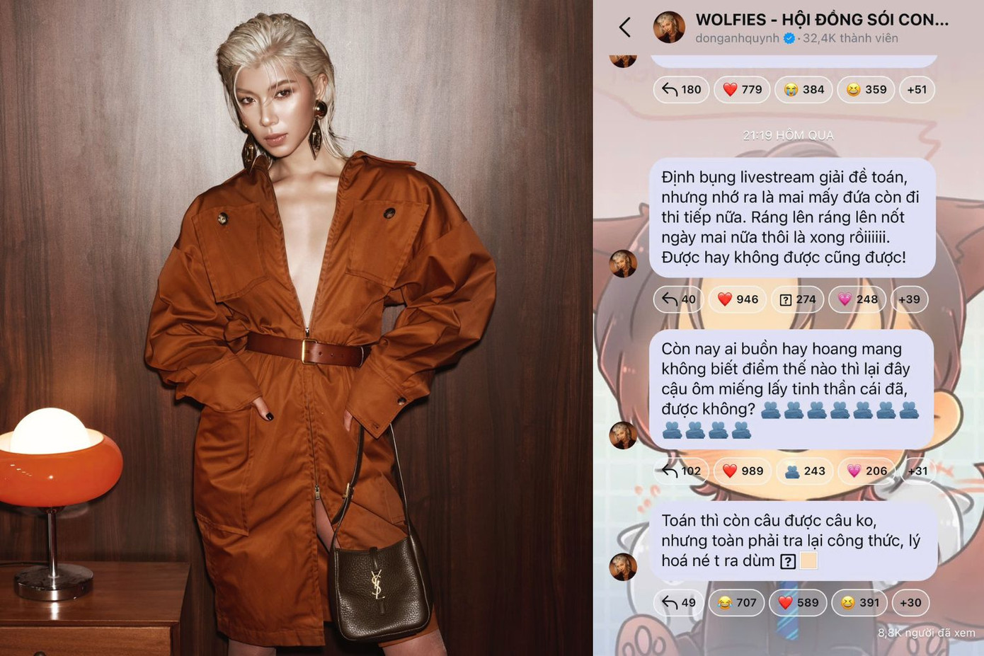 Đồng Ánh Quỳnh an ủi, động viên các sĩ tử sau bài thi môn Toán. Đồng Ánh Quỳnh an ủi, động viên các sĩ tử sau bài thi môn Toán.