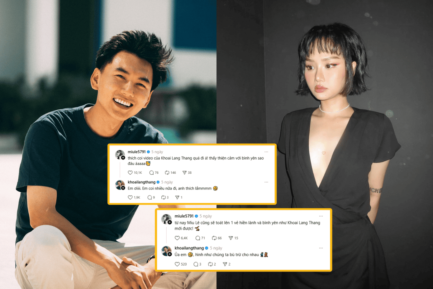 Thời gian qua, Miu Lê cũng thường xuyên nhắc đến Khoai Lang Thang.