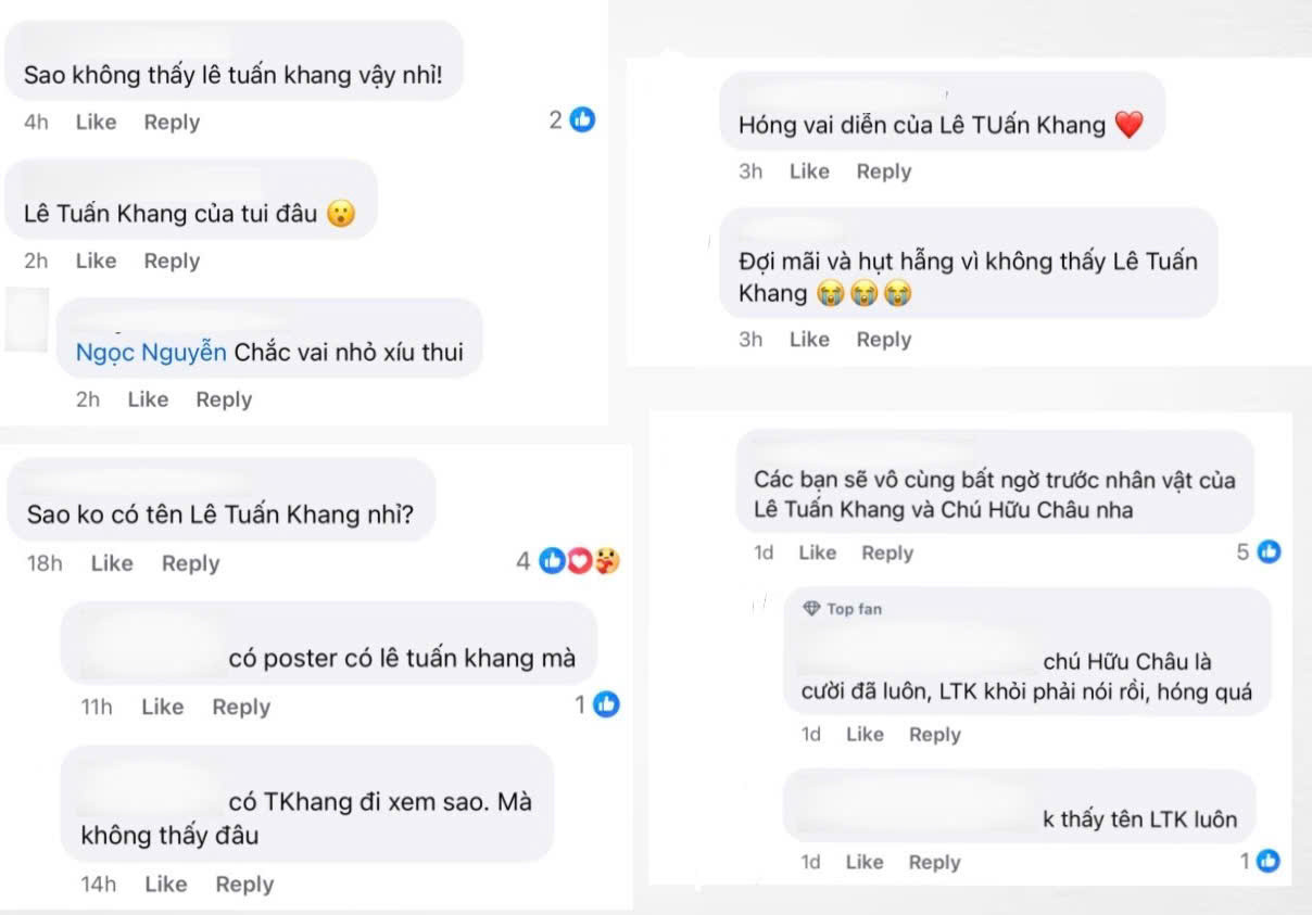 Những suy đoán của khán giả về vai diễn đầu tay của Lê Tuấn Khang. Những suy đoán của khán giả về vai diễn đầu tay của Lê Tuấn Khang.