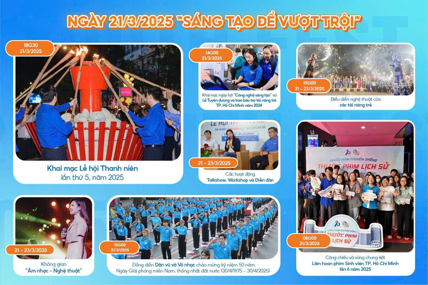 Đồng thời sẽ diễn ra nhiều tiết mục đa sắc, trình diễn kịch, chiếu phim, các cuộc thi và chương trình về công nghệ đổi mới sáng tạo, v.v... Ảnh: Thanh Niên TP.HCM Đồng thời sẽ diễn ra nhiều tiết mục đa sắc, trình diễn kịch, chiếu phim, các cuộc thi và chương trình về công nghệ đổi mới sáng tạo, v.v... Ảnh: Thanh Niên TP.HCM