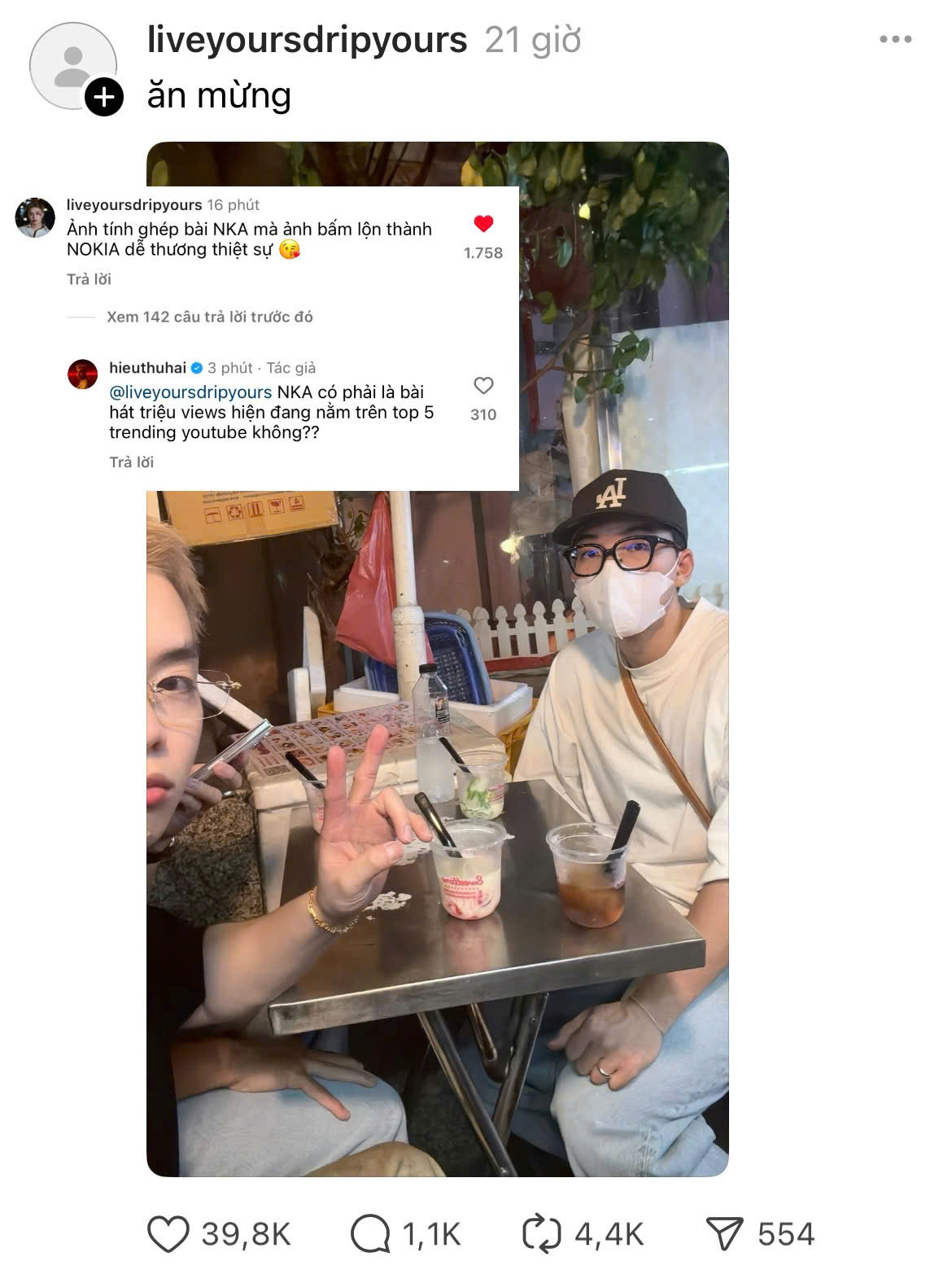 Dù đòi đánh là thế nhưng nam rapper vẫn không quên nhắc đến ca khúc của cậu em.