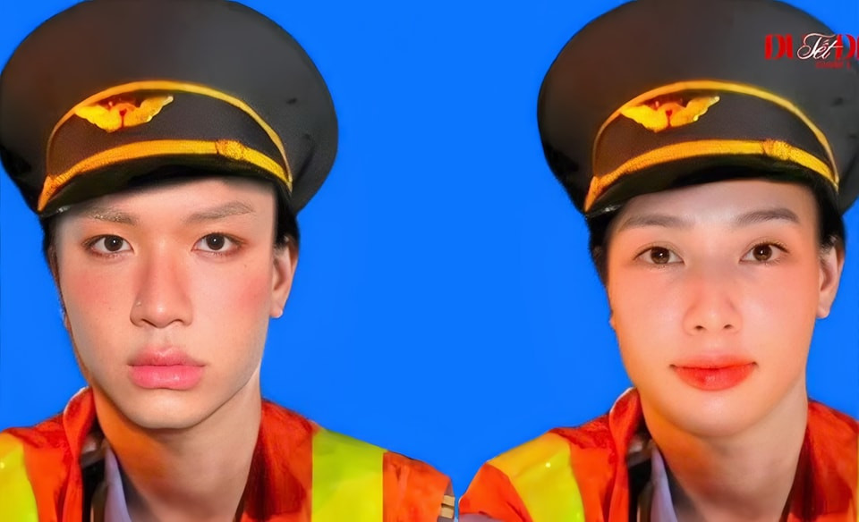 Cận cảnh khoảnh khắc "Makeup hết mình, ảnh thẻ hết hồn" của bộ đôi.