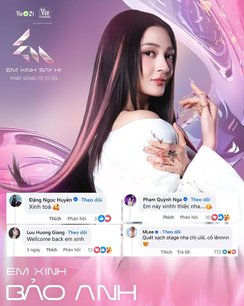 Các Chị Đẹp mùa 1 - Mlee, Huyền Baby, Quỳnh Nga, Lưu Hương Giang - bình luận dưới bài đăng của Bảo Anh, thể hiện sự ủng hộ đối với cô.