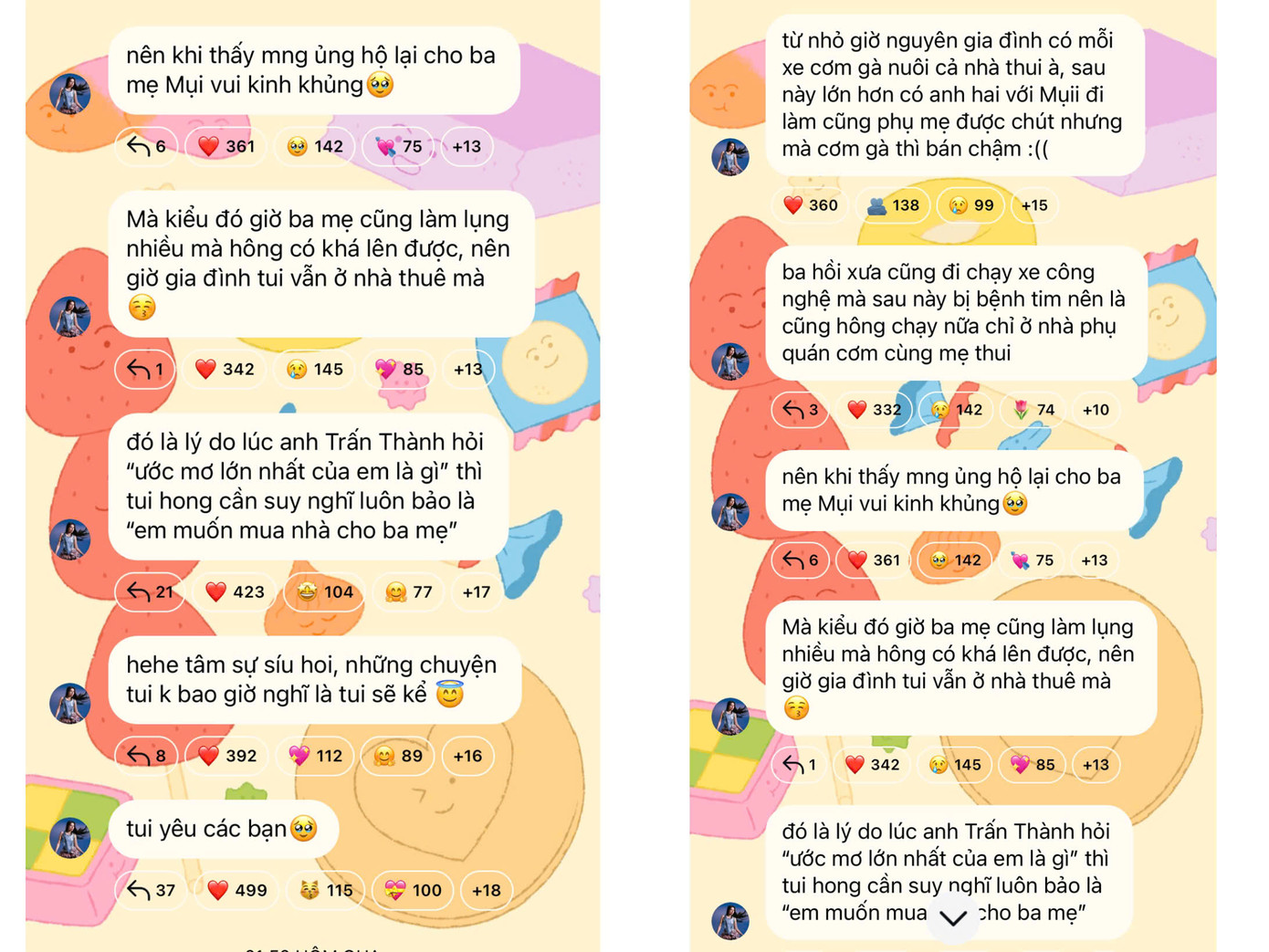 Cô gái trẻ cho biết: “Đó giờ ba mẹ cũng làm lụng nhiều mà không có khá lên được, nên giờ gia đình Muộii vẫn ở nhà thuê mà”.