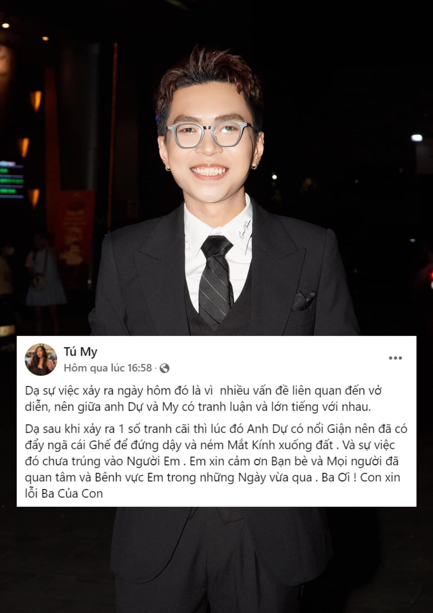 Diễn viên Tú My tường thuật lại sự việc khiến ba bức xúc. Diễn viên Tú My tường thuật lại sự việc khiến ba bức xúc.