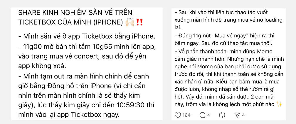 Nhiều kinh nghiệm săn vé được các Gai Con truyền tai nhau.