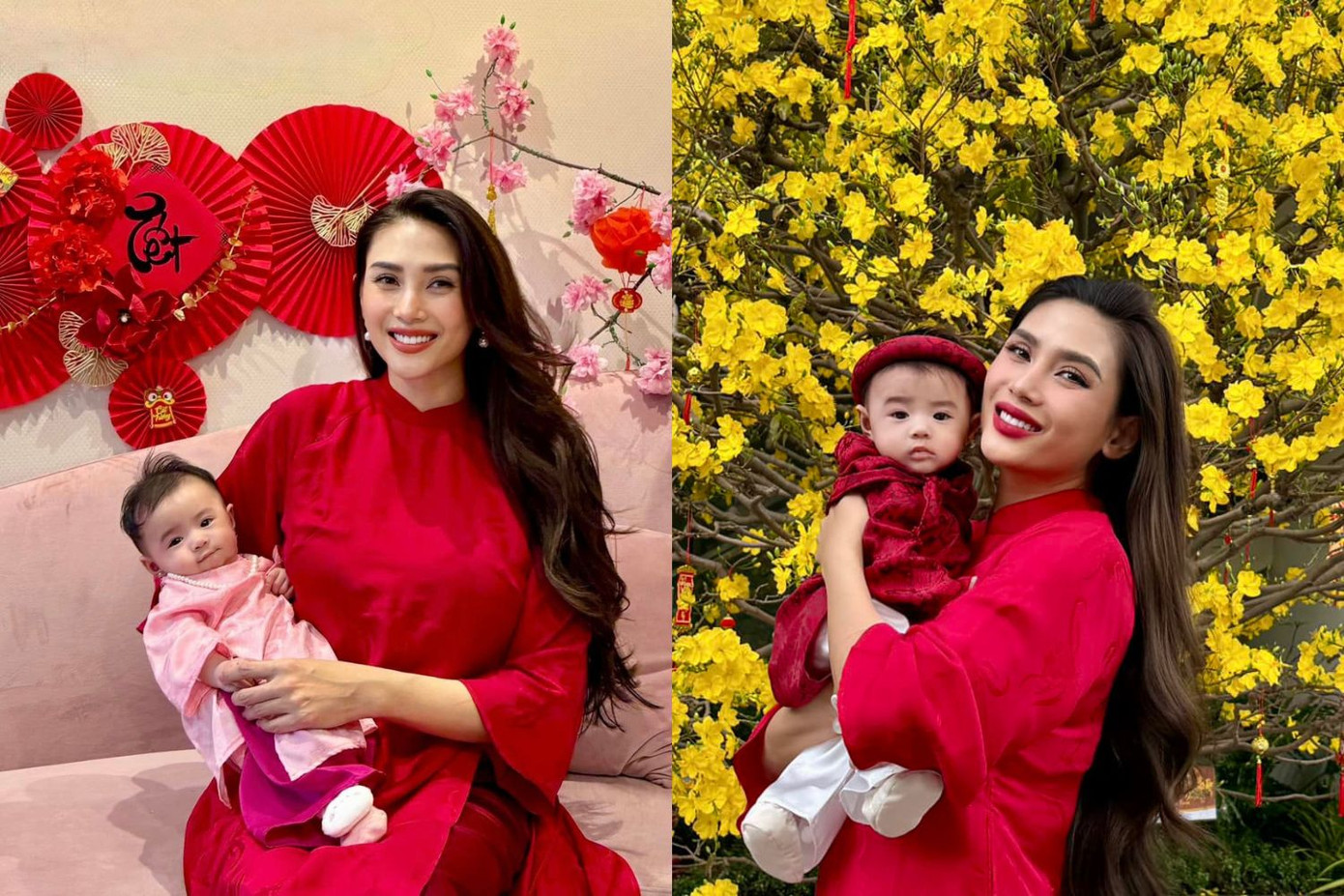 Võ Hoàng Yến đón Tết cùng con gái đầu lòng. Võ Hoàng Yến đón Tết cùng con gái đầu lòng.