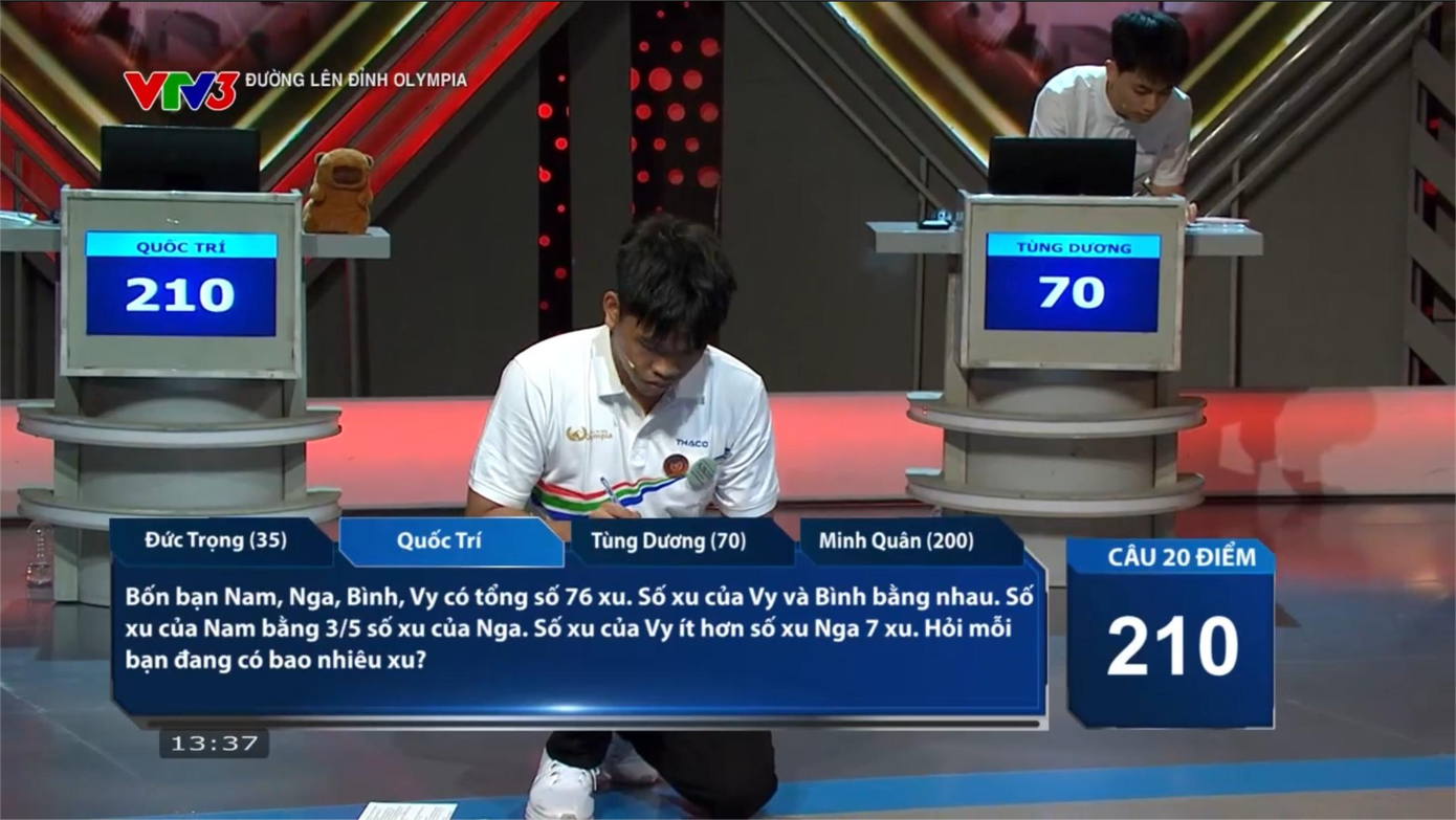 Quốc Trí trong phần thi Về đích. Quốc Trí trong phần thi Về đích.