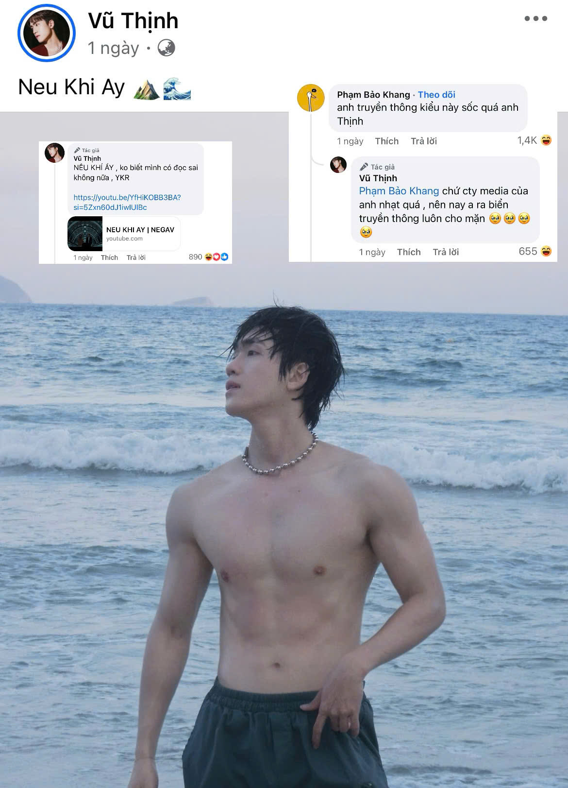 Vũ Thịnh ủng hộ Negav nhưng "phản tác dụng" khi dân tình chỉ chú ý vào body của ảnh.