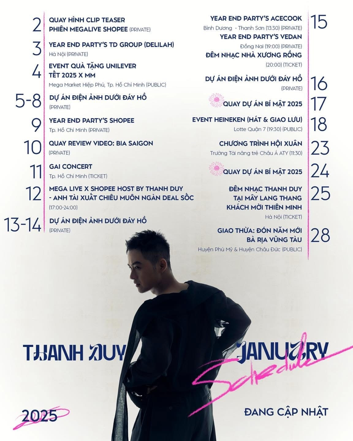 &quot;Anh tài&quot; Thanh Duy &quot;trộm vía&quot; với lịch trình tất bật đầu năm mới, tham gia nhiều sự kiện âm nhạc, đêm nhạc cá nhân, quay phim, livestream.