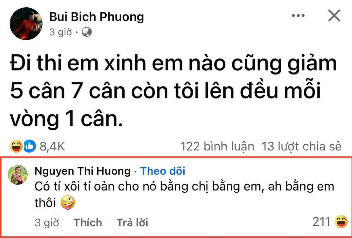 Bình luận của mẹ cô bên dưới càng khiến dân mạng cười nghiêng ngả: "Thế cho bằng chị bằng em".