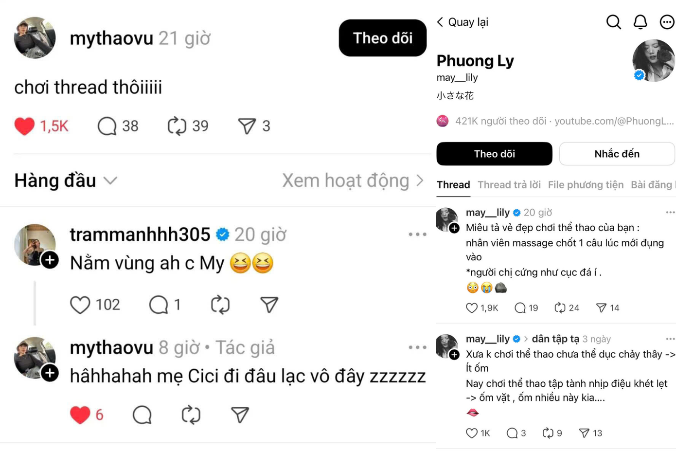 Vốn là &quot;người chơi hệ lowkey&quot;, Vũ Thảo My và Phương Ly bỗng hoạt động &quot;năng suất&quot; trên MXH Threads.