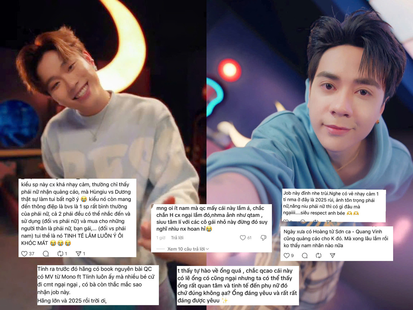 Nhiều người khen ngợi bởi đây là lần hiếm hoi có nghệ sĩ nam nhận lời quảng cáo cho sản phẩm thiết yếu của nữ giới.