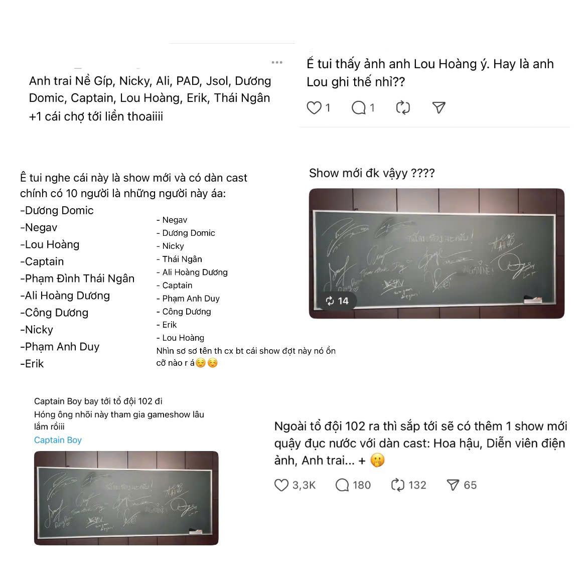 Một số suy đoán của netizen về dàn nghệ sĩ trong chương trình. Một số suy đoán của netizen về dàn nghệ sĩ trong chương trình.