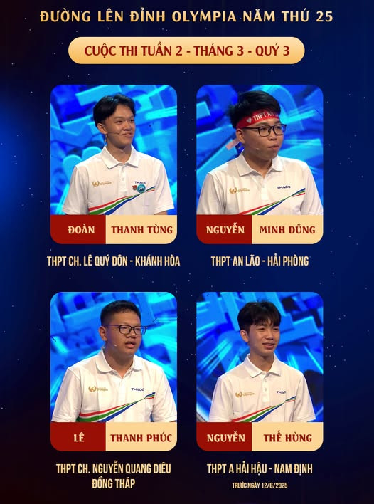 Bốn chàng trai chinh phục đỉnh Olympia tuần này. Ảnh: Fanpage Đường lên đỉnh Olympia