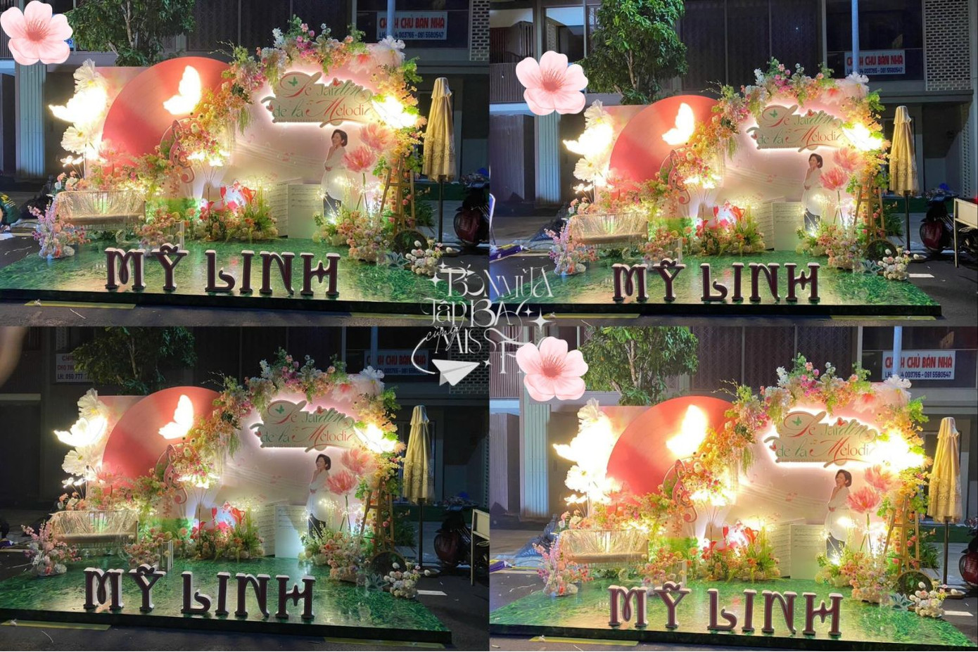 Địa điểm check-in của "giáo chủ" Mỹ Linh được FC chuẩn bị tỉ mỉ, lên đèn lung linh. Ảnh: Threads: @bonmuatapbaycungmissfly