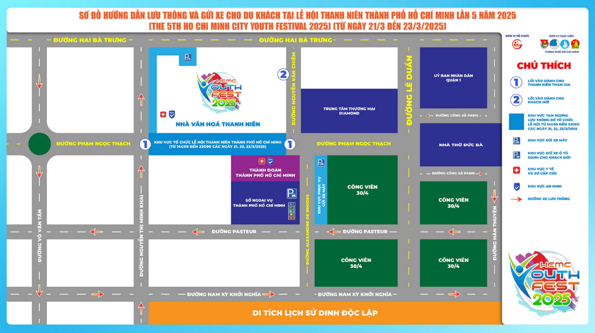 Sơ đồ di chuyển Lễ hội Thanh Niên TP.HCM năm 2025. Ảnh: Thanh Niên TP.HCM Sơ đồ di chuyển Lễ hội Thanh Niên TP.HCM năm 2025. Ảnh: Thanh Niên TP.HCM