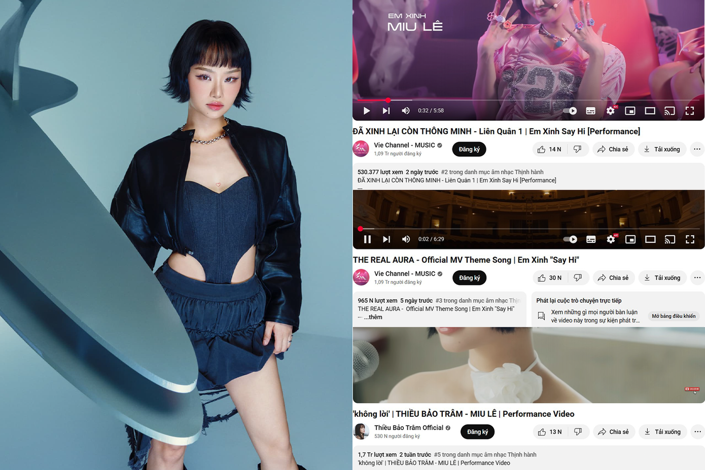 Miu Lê sở hữu 3 MV cùng lọt vào Top Trending. Miu Lê sở hữu 3 MV cùng lọt vào Top Trending.