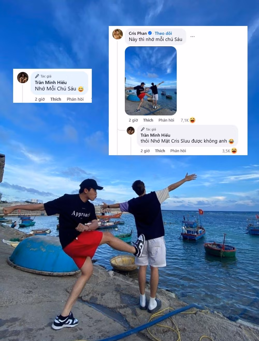 Cặp anh em thân thiết HIEUTHUHAI và Cris Phan hài hước tương tác, không bỏ lỡ cơ hội trêu chọc nhau về ý nghĩa của "NMCS". Cặp anh em thân thiết HIEUTHUHAI và Cris Phan hài hước tương tác, không bỏ lỡ cơ hội trêu chọc nhau về ý nghĩa của "NMCS".
