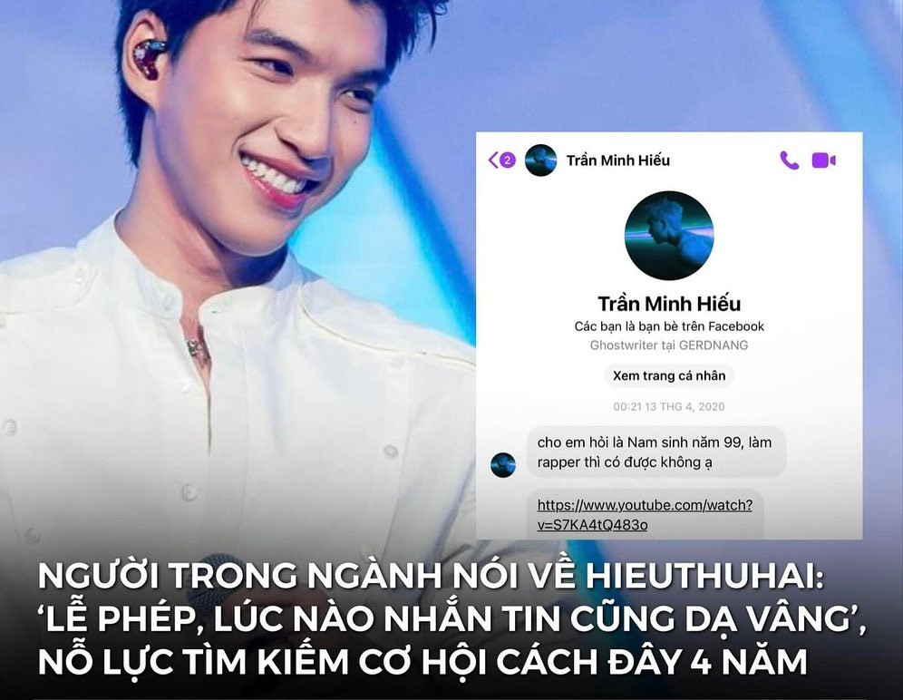 Đoạn tin nhắn ứng tuyển năm 2020 của HIEUTHUHAI từng gây bão. Đoạn tin nhắn ứng tuyển năm 2020 của HIEUTHUHAI từng gây bão.