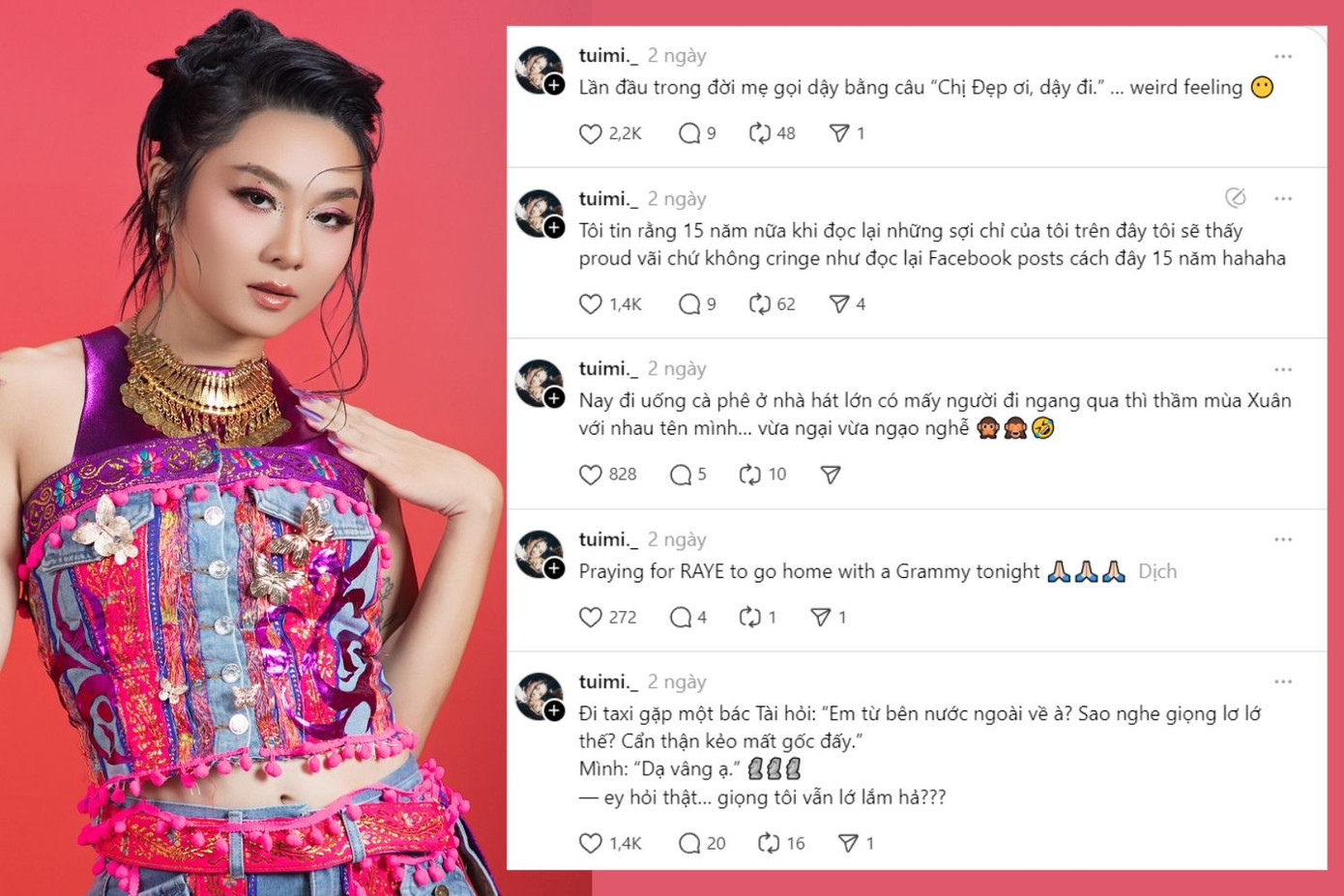 Tuimi khiến fan "vỡ mộng" với hình ảnh lạnh lùng, hướng nội trong ngày đầu đến Chị Đẹp. Nữ ca sĩ nhanh chóng hòa tan với ê hề "tiểu phẩm" trên mạng xã hội. Tuimi khiến fan "vỡ mộng" với hình ảnh lạnh lùng, hướng nội trong ngày đầu đến Chị Đẹp. Nữ ca sĩ nhanh chóng hòa tan với ê hề "tiểu phẩm" trên mạng xã hội.