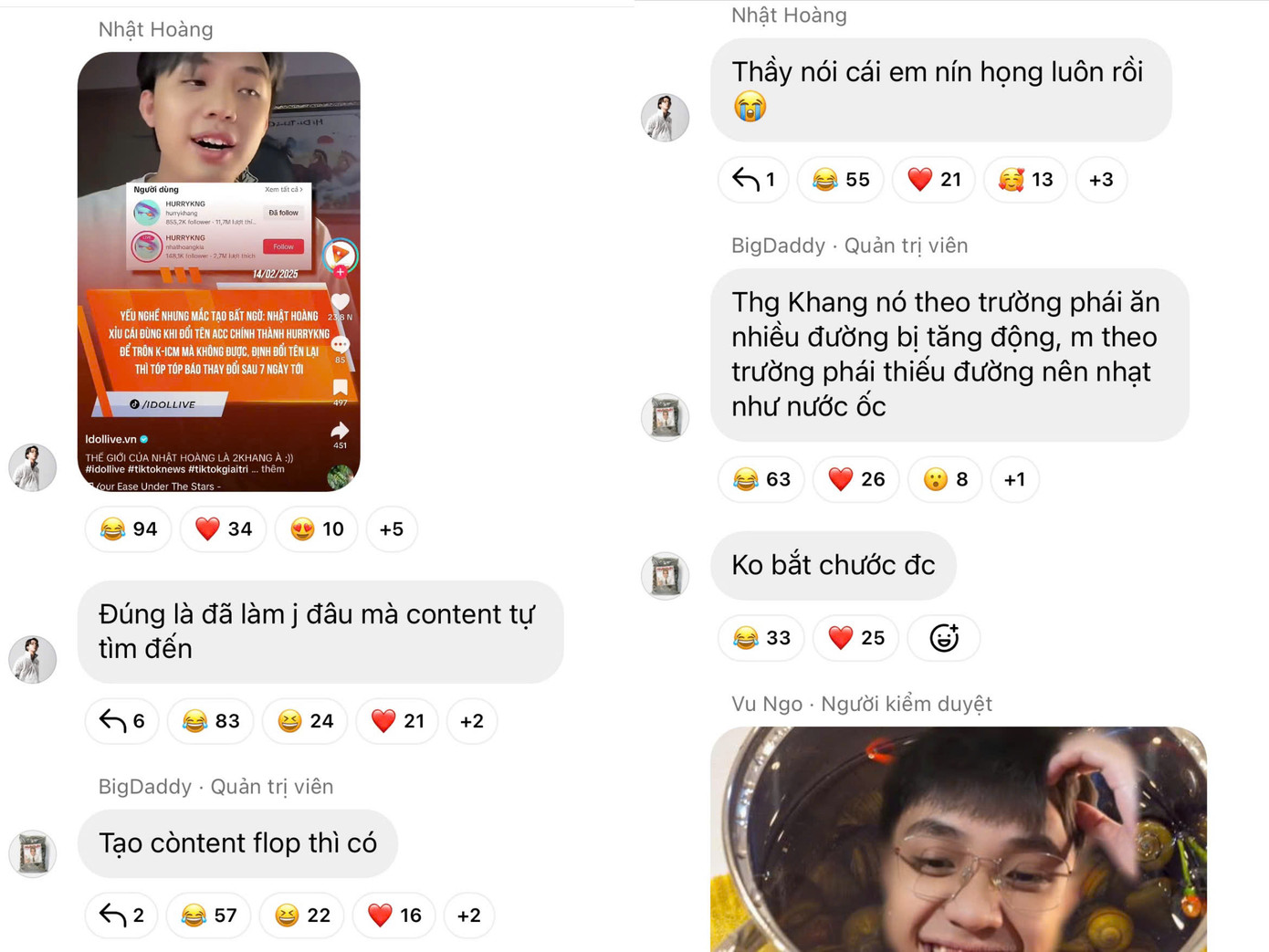 Câu nói này khiến netizen càng thích thú trước tình huống dở khóc dở cười của Nhật Hoàng.