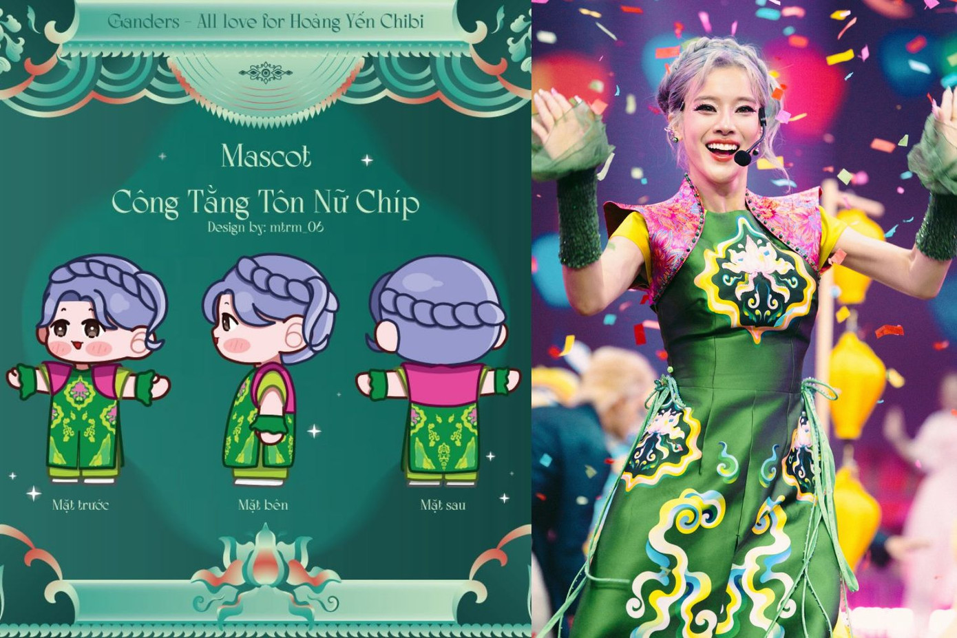 "Công Tằng Tôn Nữ Chíp" - Mascot đến từ FC của Hoàng Yến Chibi, được lấy cảm hứng từ tạo hình của cô nàng trong tiết mục Giận Mà Thương x Hò hụi Bình Trị Thiên.